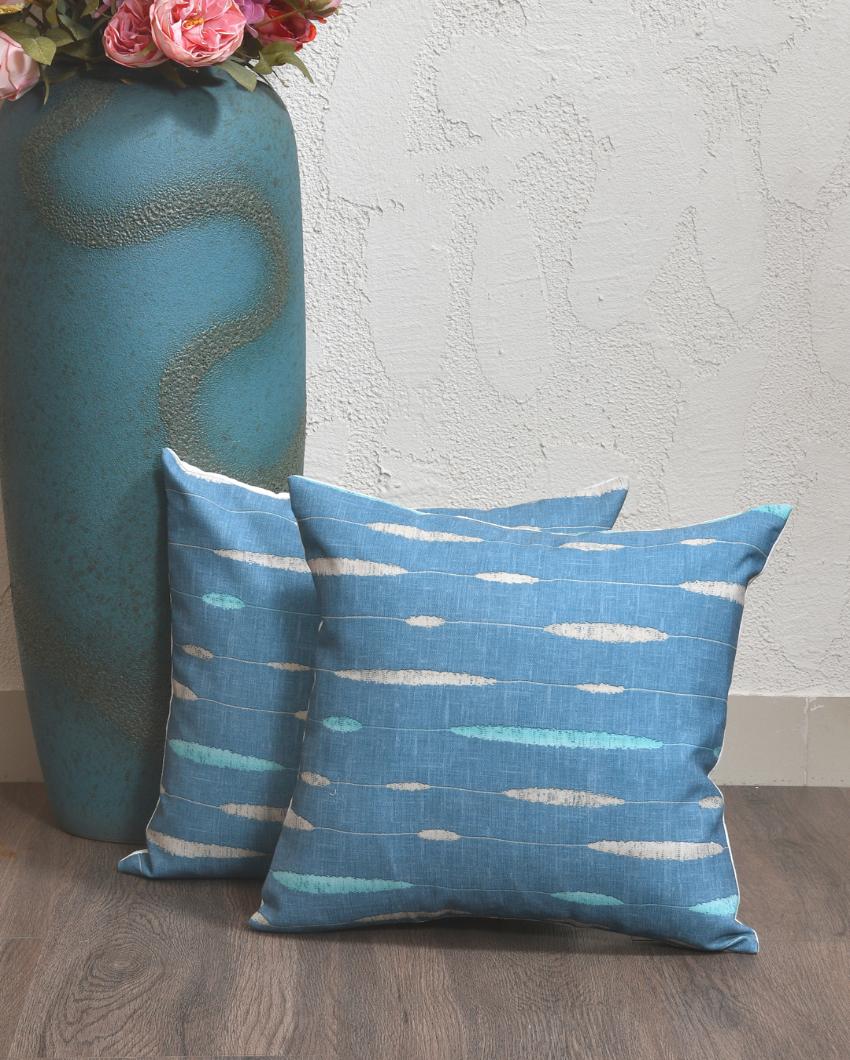 Denim Blue Cotton Cushion Covers | Set of 2 | 16 x 16 inches
