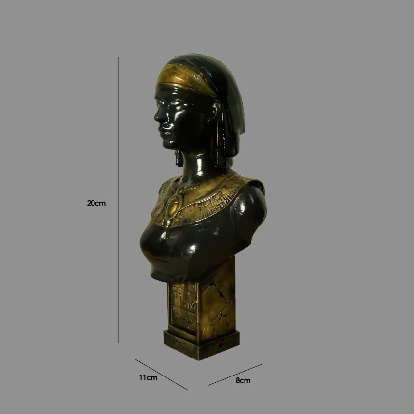 Majestic Black Egyptian Seshat Goddess Bust Ceramic Showpiece | 4 x 3 x 9 inches