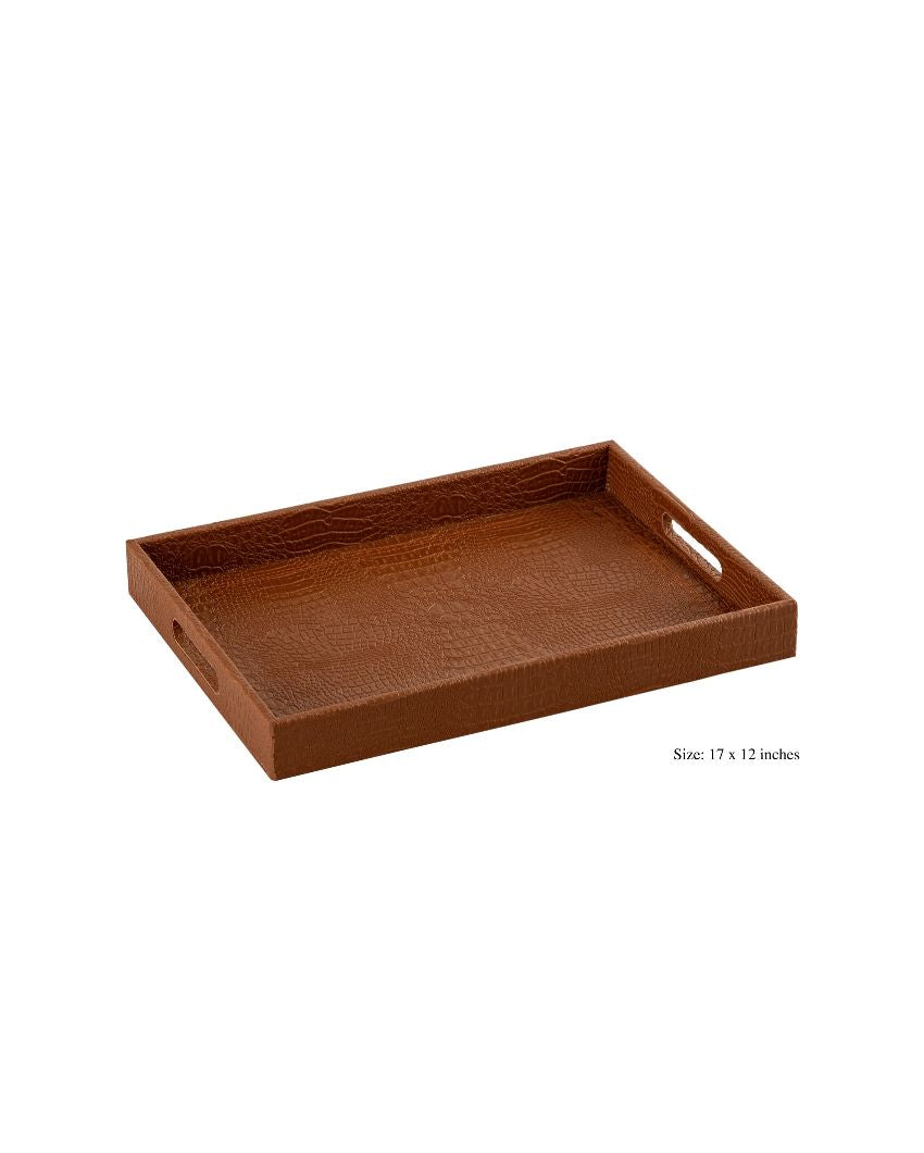 Ambar Luxurious Tan Vegan Leather Serving Tray