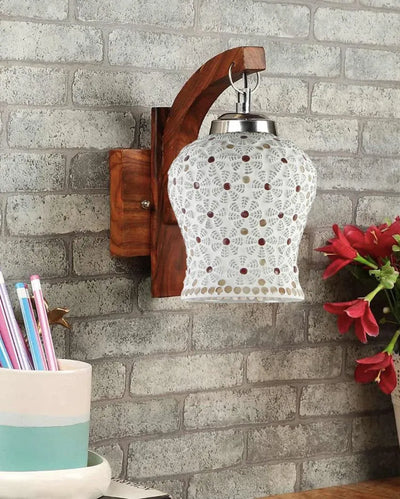 Verve Mosaic Glass Wooden Wall Lamp