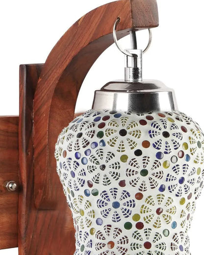 Luminary Mosaic Multicolor Glass Wooden Wall Lamp