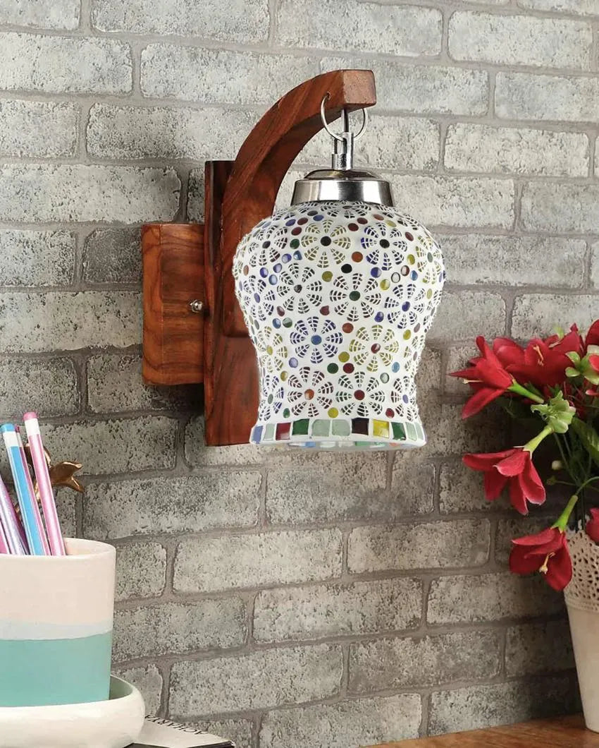 Luminary Mosaic Glass Wooden Wall Lamp