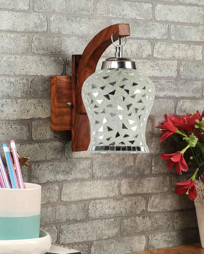 Zenith Mosaic Glass Wooden Wall Lamp