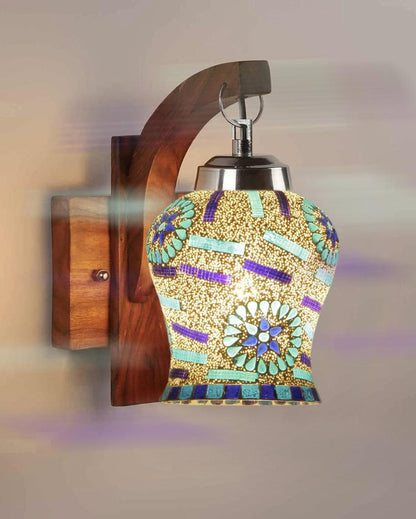 Premium Mosaic Glass Wooden Wall Lamp