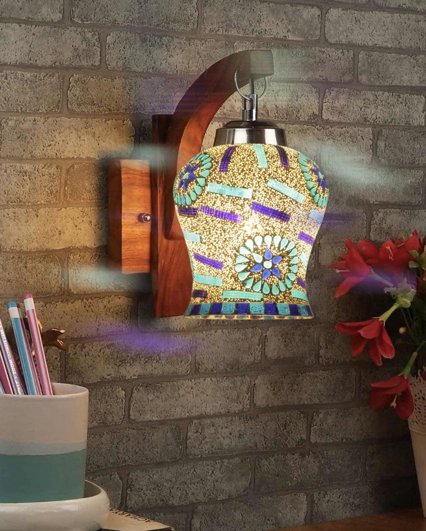 Premium Mosaic Glass Wooden Wall Lamp