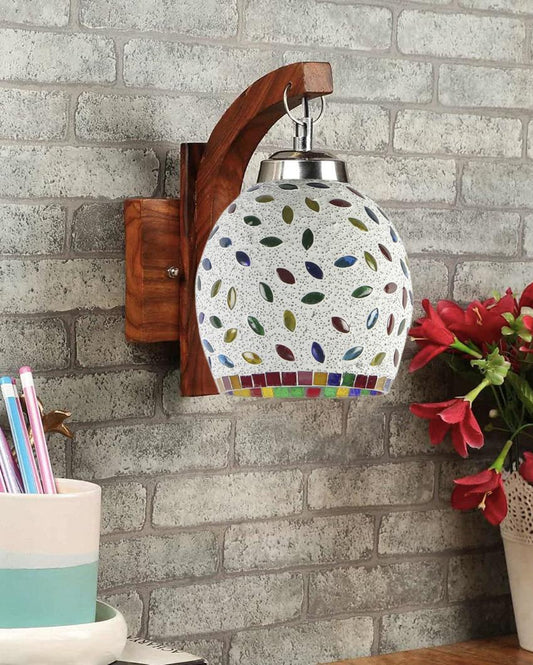 Apex Mosaic Multicolor Glass Wooden Wall Lamp
