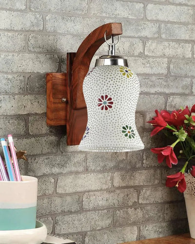 Vivid Mosaic Glass Wooden Wall Lamp