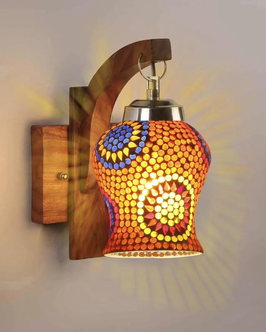 Enigma Mosaic Glass Wooden Wall Lamp