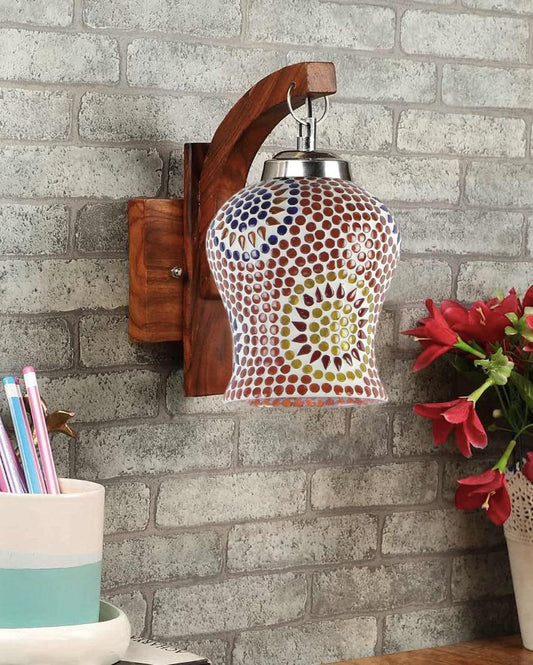 Enigma Mosaic Multicolor Glass Wooden Wall Lamp