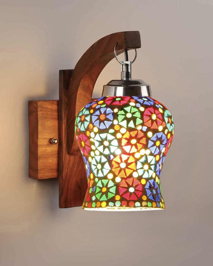 Essence Mosaic Multicolor Glass Wooden Wall Lamp