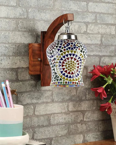 Reverie Mosaic Glass Wooden Wall Lamp