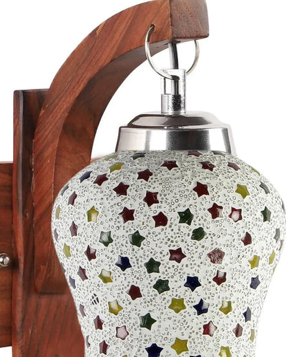 Epoch Mosaic Multicolor Glass Wooden Wall Lamp