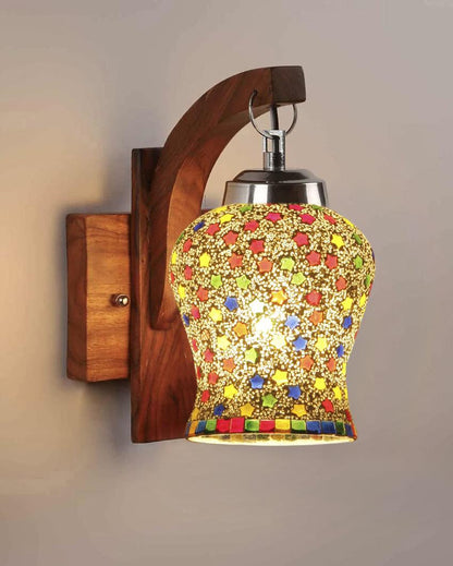 Epoch Mosaic Multicolor Glass Wooden Wall Lamp