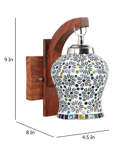 Nexus Mosaic Glass Wooden Wall Lamp