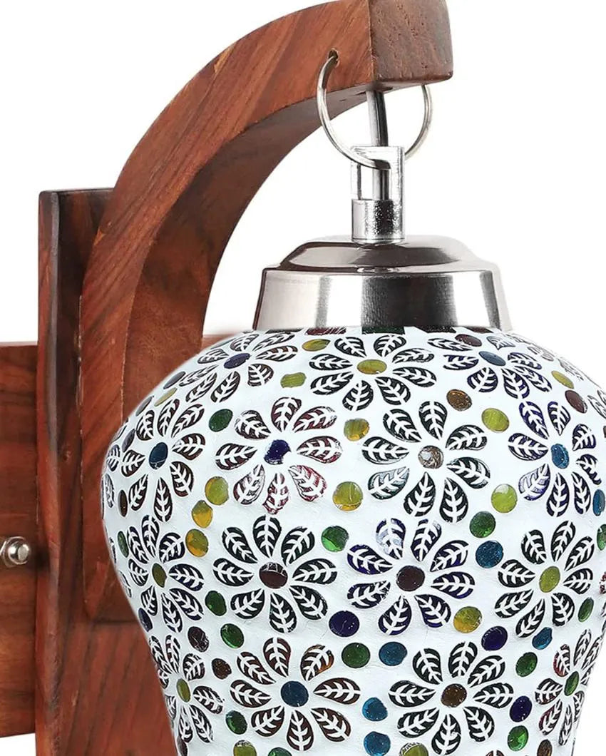 Nexus Mosaic Glass Wooden Wall Lamp