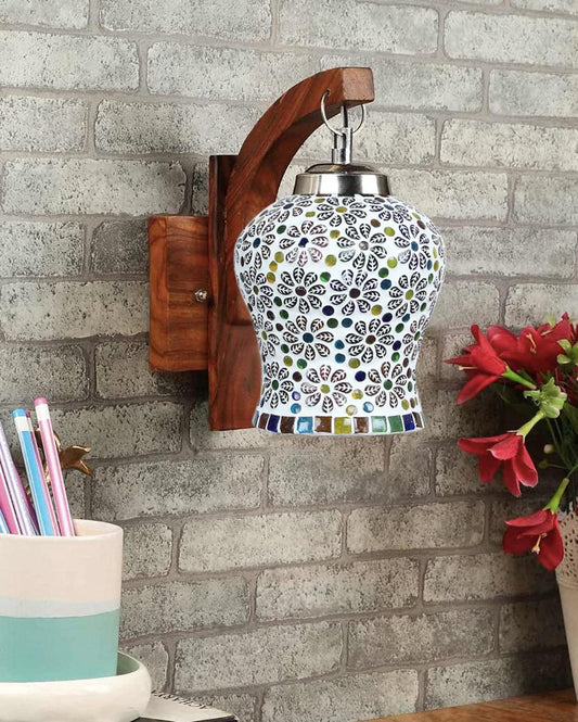 Nexus Mosaic Multicolor Glass Wooden Wall Lamp
