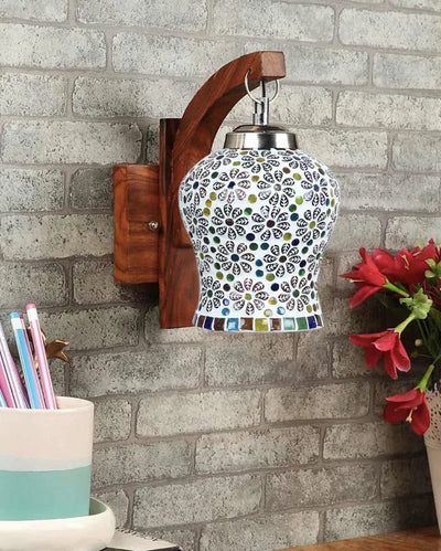 Nexus Mosaic Glass Wooden Wall Lamp