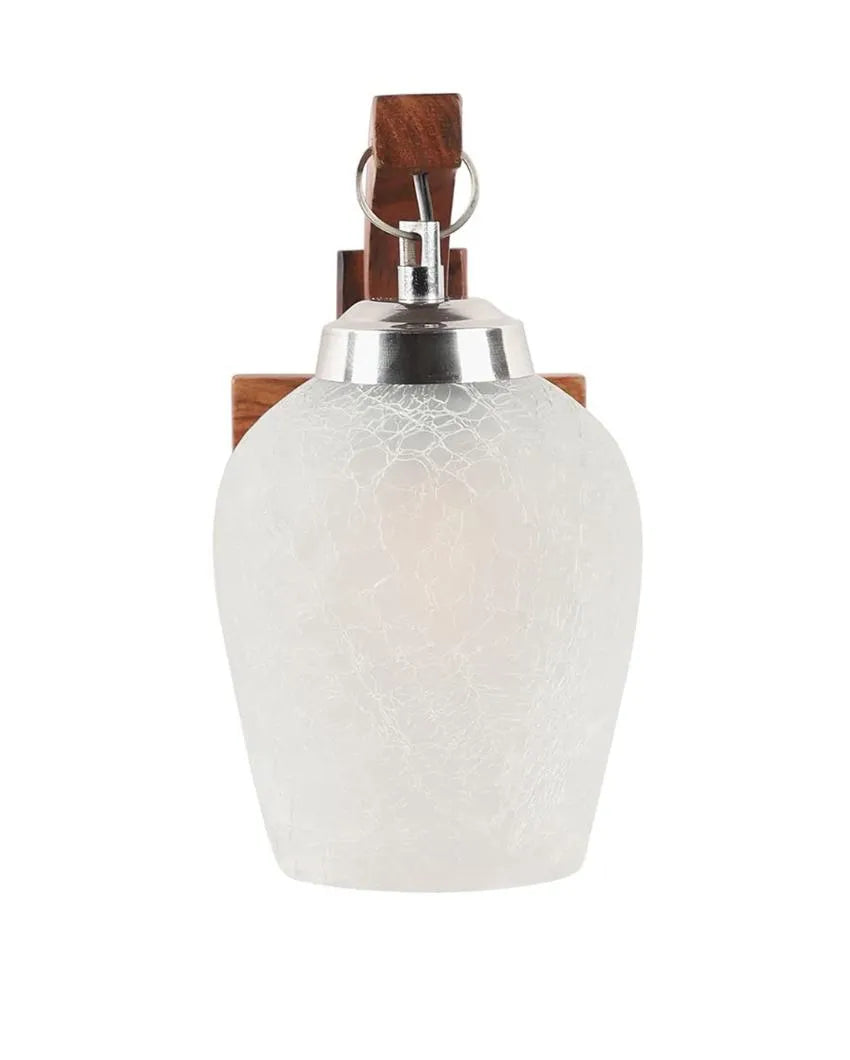 Verdant Milky Glass Wooden Wall Lamp