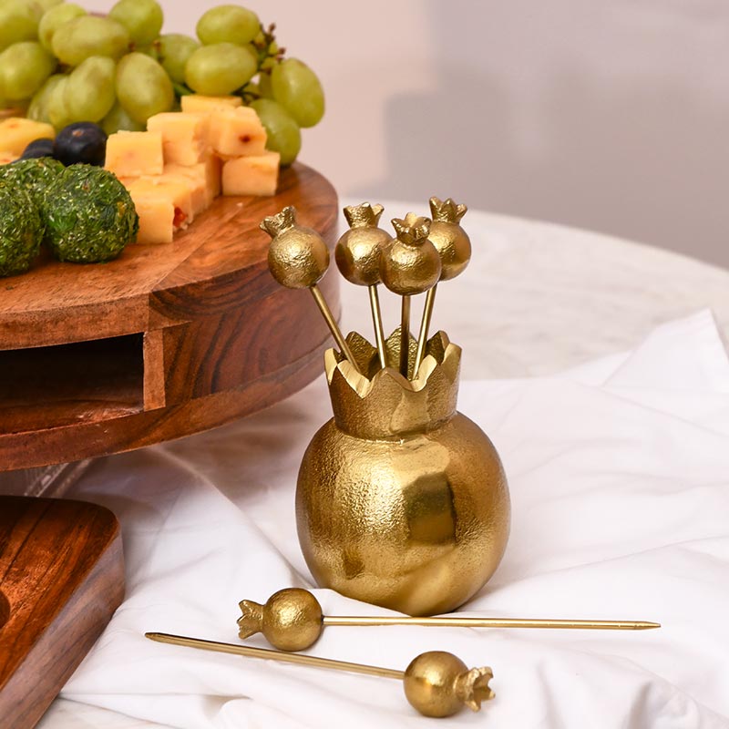 Luxe Pomegranate Gold Appetizer Picks | Set Of 6 Default Title