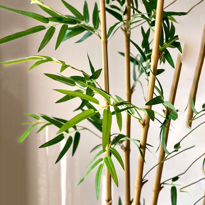 Artificial Green Bamboo Plant Without Pot | Set of 4 | 5 Feet