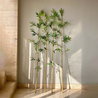 Artificial Green Bamboo Plant Without Pot | Set of 4 | 5 Feet