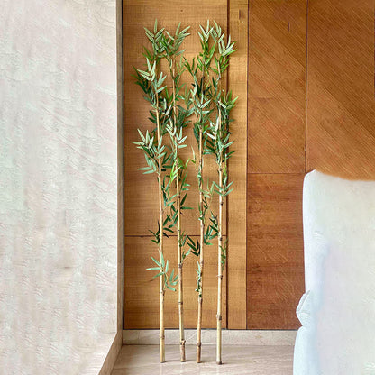 Artificial Green Bamboo Plant Without Pot | Set of 4 | 5 Feet