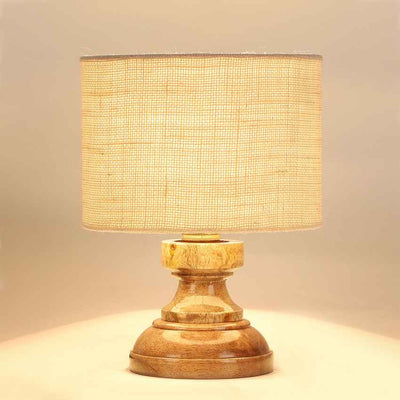 Refined Elegant Timeless White Wood Table Lamp with Shade Without Bulb | 7 x 9 inches