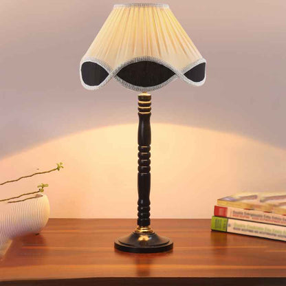 Refined Off-White Wood Table Lamp with Shade Without Bulb | 12 x 22 inches