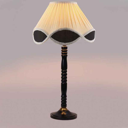 Refined Off-White Wood Table Lamp with Shade Without Bulb | 12 x 22 inches