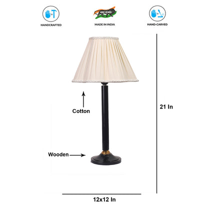 Clean Fresh Off-White Wood Table Lamp with Shade Without Bulb | 12 x 21 inches