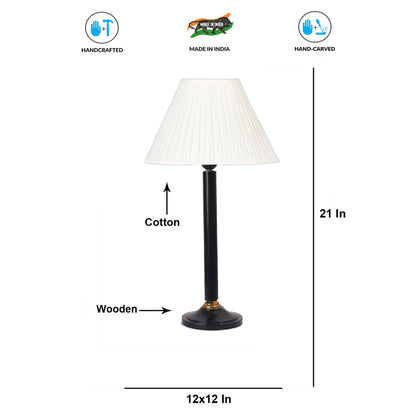Simple Off-White Wood Table Lamp with Shade Without Bulb | 12 x 21 inches