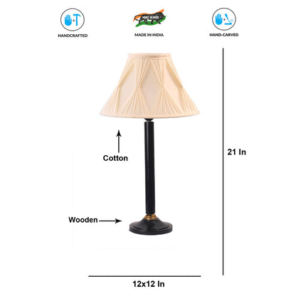 Minimalist Off-White Wood Table Lamp with Shade Without Bulb | 12 x 21 inches