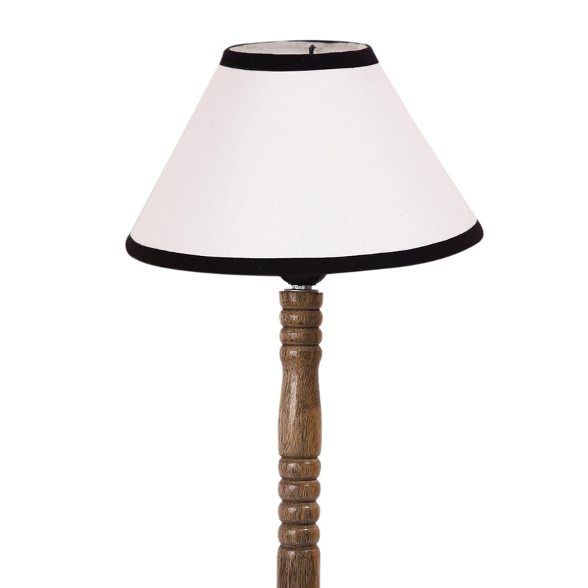 Bold White & Black Wood Table Lamp with Shade Without Bulb | 10 x 20 inches