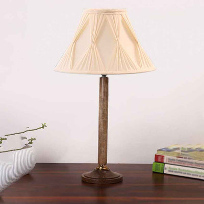 Radiant Bright Off-White Wood Table Lamp with Shade Without Bulb | 12 x 21 inches