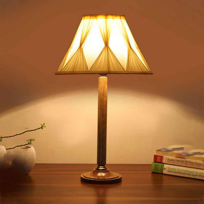 Radiant Bright Off-White Wood Table Lamp with Shade Without Bulb | 12 x 21 inches