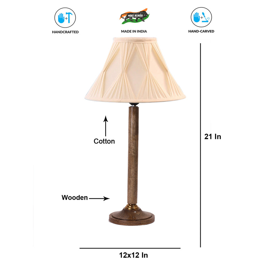 Radiant Bright Off-White Wood Table Lamp with Shade Without Bulb | 12 x 21 inches