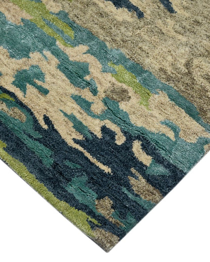 Abstract Hand Tufted Sand Wool & Viscose Carpet | 5x3, 6x4, 8x5 ft 5 x 3 ft