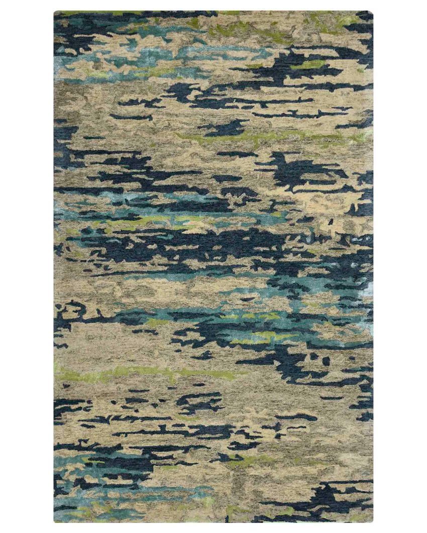 Abstract Hand Tufted Sand Wool & Viscose Carpet | 5x3, 6x4, 8x5 ft 5 x 3 ft