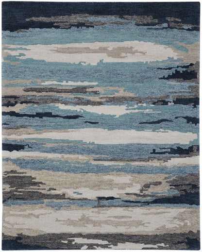 Wool & Viscose Abstract Pattern Hand Tufted Rug Carpet | 8 x 10 Feet