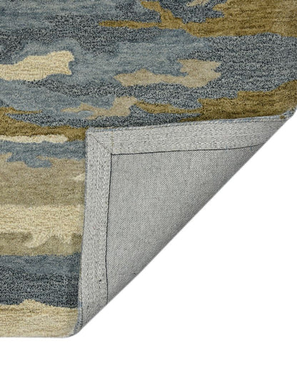 Water Blue Abstract Hand Tufted Wool & Viscose Carpet | 5x3, 6x4, 8x5 ft 5 x 3 ft