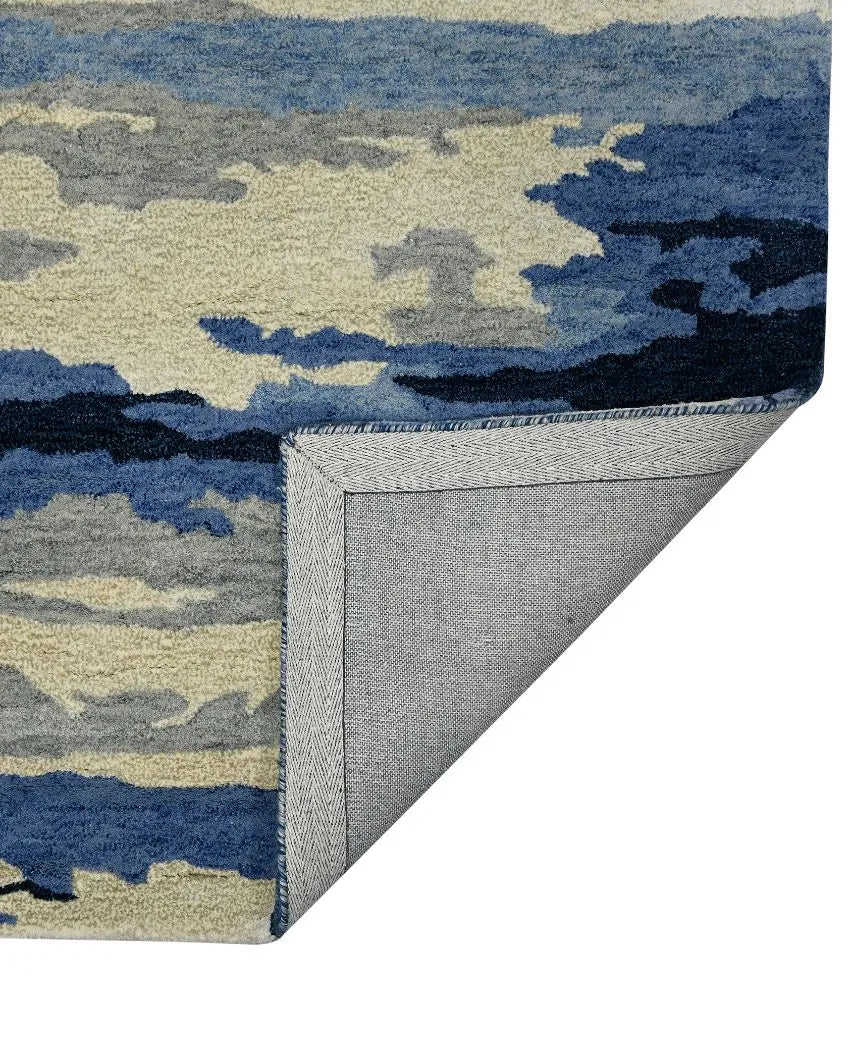 Navy Abstract Hand Tufted Wool & Viscose Carpet | 5x3, 6x4, 8x5 ft 5 x 3 ft