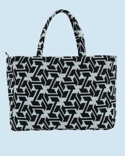 Elegant Jacquard Weave Cotton Handbag | 14 x 5 x 11 inches