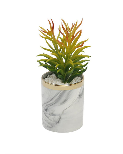 Skyscraper Succulents Artificial Plant with Ceramic Pot & Metal Tripod Stand | 11 inches