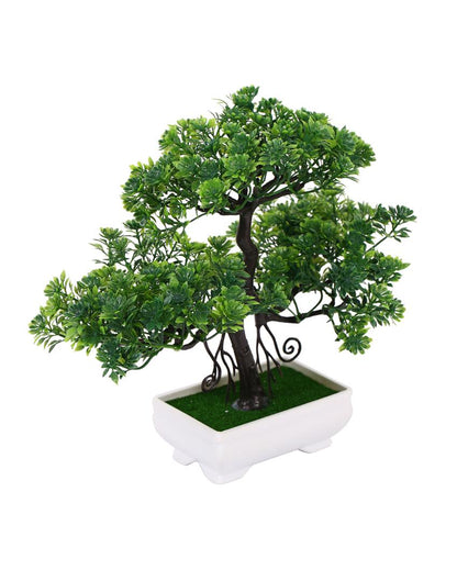 Beautiful Green Artificial Bonsai Plant with Plastic Pot | 7 inches