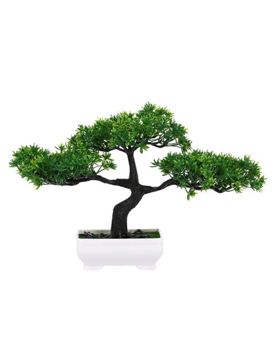 Premium Green Artificial Bonsai Plant with Plastic Pot | 8 inches