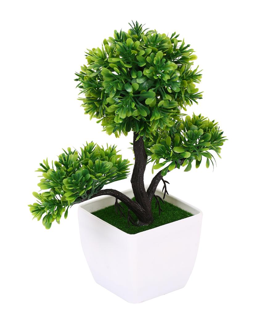 Swanky Green Artificial Bonsai Plant with Plastic Pot | 10 inches