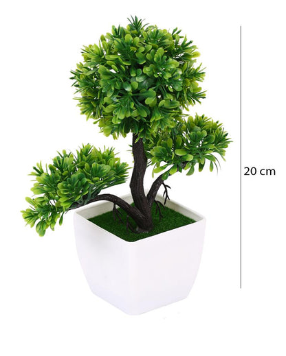 Swanky Green Artificial Bonsai Plant with Plastic Pot | 10 inches