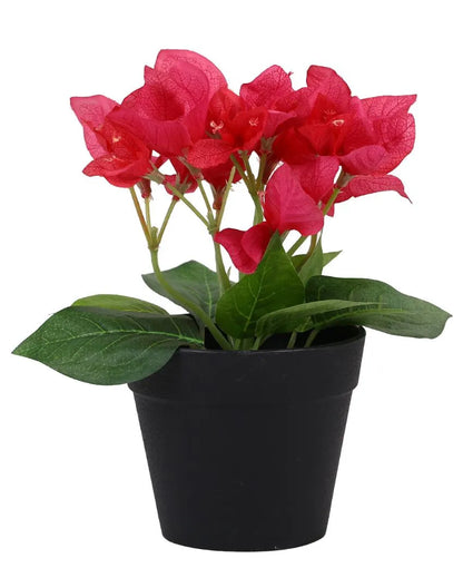 Bougainvillea Artificial Bonsai Plant with Ceramic Pot & Metal Stand | 8 inches