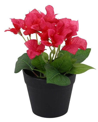 Bougainvillea Artificial Bonsai Plant with Ceramic Pot & Metal Stand | 8 inches