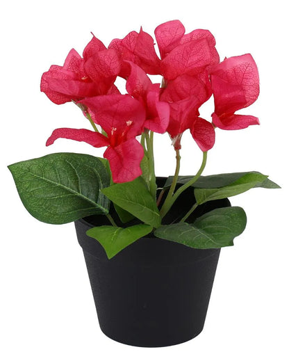 Bougainvillea Artificial Bonsai Plant with Ceramic Pot & Metal Stand | 8 inches